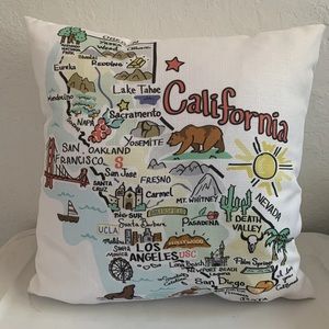 CALIFORNIA MAP PRINT 18X18 Decorative Pillow NEW